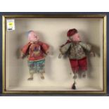 Shadow box frame with two Chinese boy dolls
