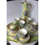 Limoges paint decorated coffee set