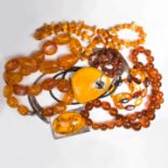A group of amber jewelry
