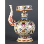 Chinese Benba Wucai teapot with a collared rim