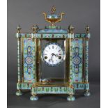 Chinese Export cloisonne mounted mantel clock