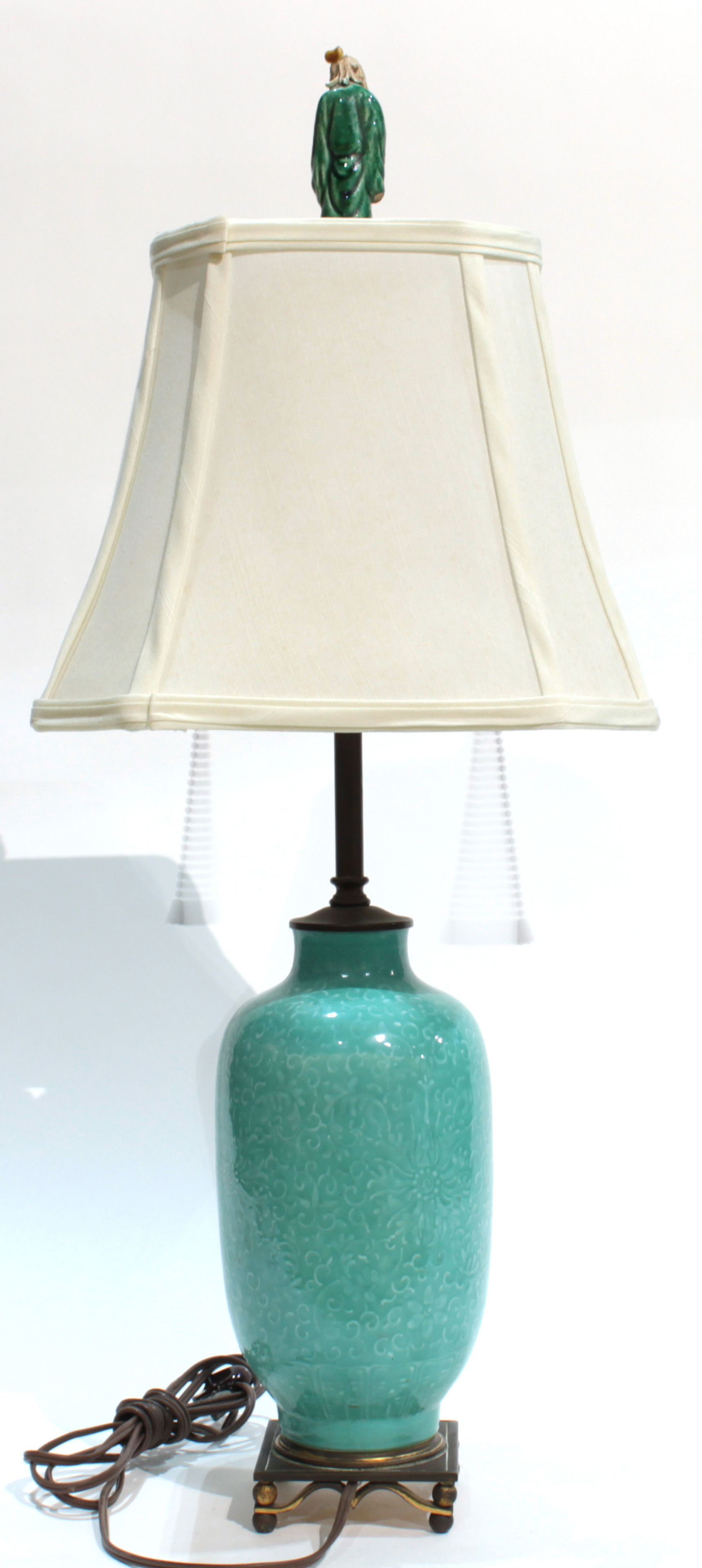 A Turquoise-Ground 'Lotus' Lantern Vase Lamp - Image 2 of 2