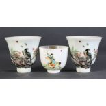 A lot of (3) Group of Chinese Famille Verte porcelain cups