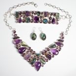 A gemstone and silver suite