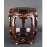 Chinese mother of pearl inlaid drum form stool