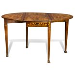 A Dutch inlaid drop leaf table, 18th century