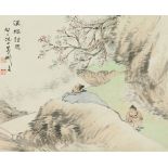 A Chinese Scroll, Ni Tian (1855-1919), Landscape and Figure