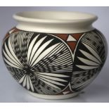 Acoma L. Patricio black on white jar with floriform medallions