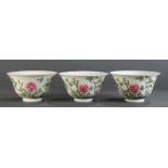 (Lot of 3) A Group of Three Famille Rose 'Peony' Cups, with Guangxu Mark