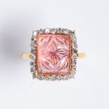 A tourmaline, diamond and eighteen karat gold ring