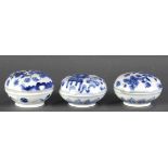 (lot of 3) Chinese blue and white covered boxes