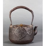 Japanese textured iron lidded tetsubin kettle