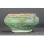 A Ming green glaze bowl, of ovoid form with green metallic glaze, 3.5"h x 6.5"w