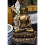 Massive Sukhothai style gilt bronze figure of Buddha