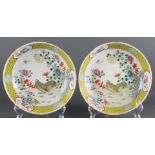 A pair of Chinese Famille rose plates