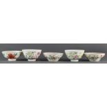 (Lot of 5) A group of famille rose bowls