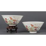 (Lot of 2) A Pair of Famille Rose 'Three Rams' Bowls, with Six-character Daoguang Mark