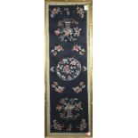 3 Large Framed Chinese embroideries: peony and prunus blossoms