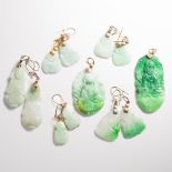 A group of jade and nephrite pendants and earrings