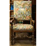 An English high back fireside chair