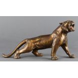 Japanese bronze tiger with glass eyes
