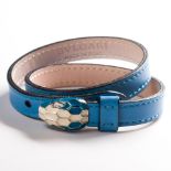 An enameled metal and leather bracelet, Bvlgari, Serpenti