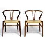 A pair of Hans Wegner for Carl Hansen and Sons CH-24 Wishbone chairs