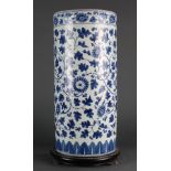 Chinese blue and white cylindrical umbrella stand