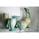 (lot of 4) An Art Deco Roseville vase group
