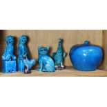 (lot of 6) Chinese turquoise glazed ceramics