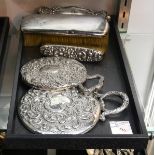 (lot of 5) Various Art Nouveau sterling mounted dresser set items