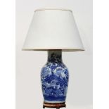 A Chinese Blue and White 'Floral' Table Lamp