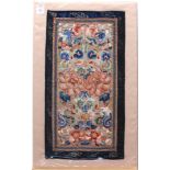 5 Chinese embroidery panels of flowers, unmounted