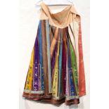 A Chinese embroidery skirt with multi-colored silk panels
