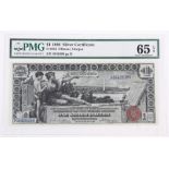 An 1896 $1 silver certificate FR #224 PMG MS65 EPQ