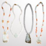 A group of nephrite bead necklaces