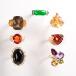 A group of gemstone and gold rings