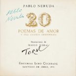 Work on paper and autographed booklet, Pablo Neruda