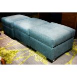 (lot of 3) Contemporary turquoise upholstered stools