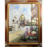 Painting, Flowers in the Piazza