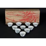 Group of (10) Late Qing blue and white porcelain cups