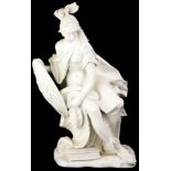 A Continental Classical style porcelain figural sculpture of Minerva