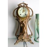 An Art Nouveau figural New Haven mantle clock