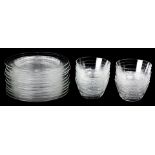 (lot of 24) Lalique finger bowls and undertrays in the Phalsbourg pattern