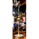 Continental brass candelabra mounted as a lamp