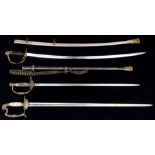 (lot of 3) US Officer Swords, second half 19th century