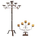 ( lot of 2) A Spanish Revival style wrought iron candelabra group
