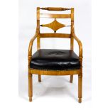 A Russian Neoclassical style fruit wood armchair