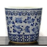 A Blue and White 'Floral' Jardiniere