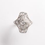 An Art Deco diamond and platinum ring